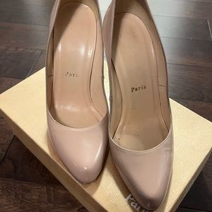 Christian Louboutin 100mm nude patent pumps